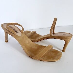 Jeffrey Campbell HERA-HI Tan Suede Strappy Mid-Heels | 7.5